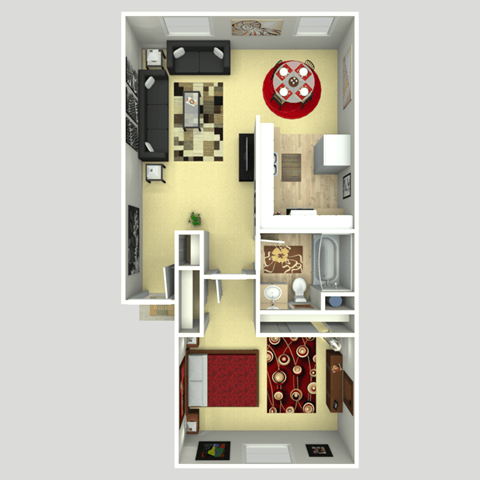 Foster Creek Apartments, Tukwila, WA- a one bedroom  floor plan
